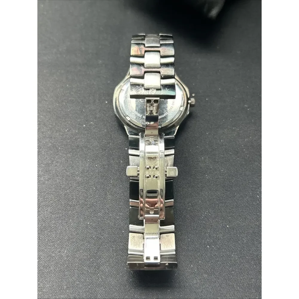 Croton Black And Silver Diamond Accented Bezel Men’s Swiss Quartz Watch